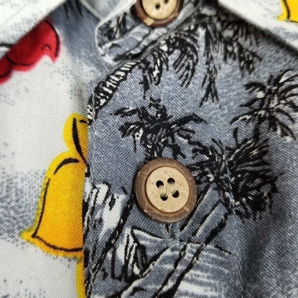 M E Sport Mens Hawaiian Button Up Shirt Palm Trees Flowers Multi Size Large - Picture 5 of 8
